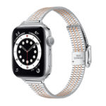 a.m23.ss .rg Main Silver Rose Gold StrapsCo Slim Mesh Band for Apple Watch