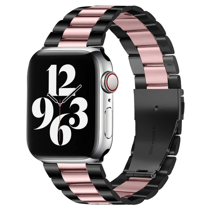 a.m25.mb .13 Main Black Pink StrapsCo Flat Stainless Steel Band for Apple Watch