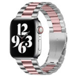 a.m25.ss .13 Main Silver Pink StrapsCo Flat Stainless Steel Band for Apple Watch