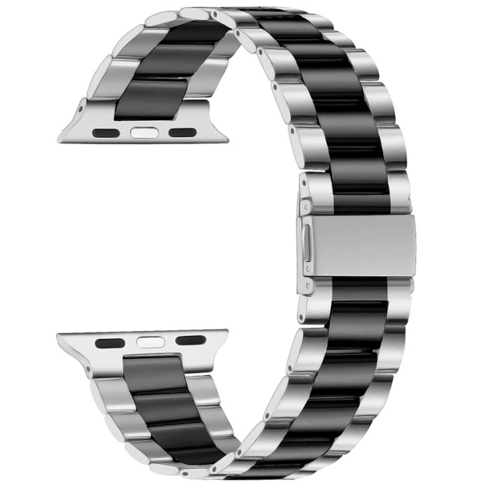 a.m25.ss .mb Back Silver Black StrapsCo Flat Stainless Steel Band for Apple Watch