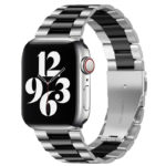 a.m25.ss .mb Main Silver Black StrapsCo Flat Stainless Steel Band for Apple Watch