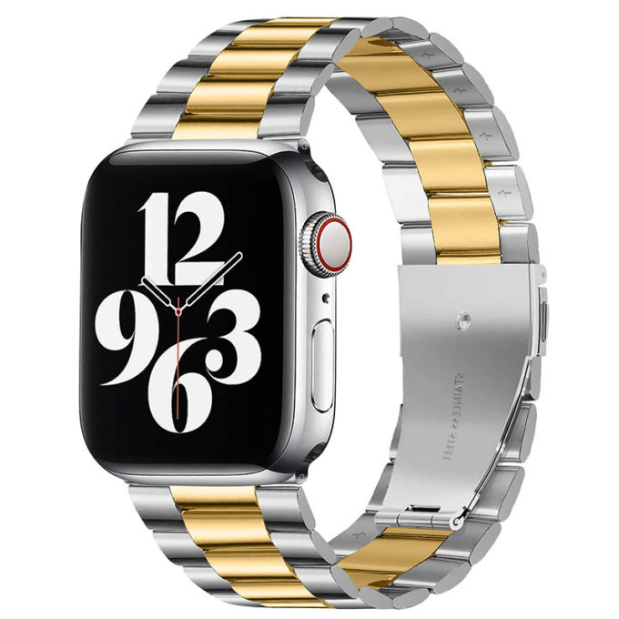 a.m25.ss.yg Main Silver & Gold StrapsCo Flat Stainless Steel Band for Apple Watch
