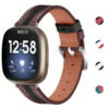 fb.l52 GALLERY BLACK BROWN Super Stripe Leather Strap for Fitbit Versa 3Sense Brown Black StrapsCo Genuine Leather Watch Band