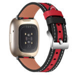 fb.l52.1.6 Back Super Stripe Leather Strap for Fitbit Versa 3Sense Black Red StrapsCo Genuine Leather Watch Band copy