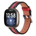 fb.l52.1.6 Main Super Stripe Leather Strap for Fitbit Versa 3Sense Black Red StrapsCo Genuine Leather Watch Band