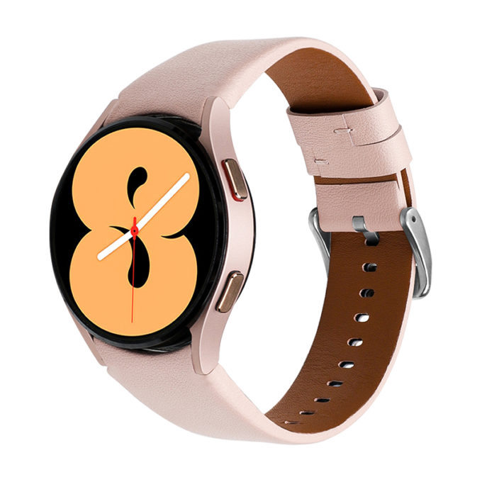 s.l2.13 Main Smooth Leather Strap for Samsung Galaxy Watch 4 Soft Pink StrapsCo Genuine Leather Watch Band