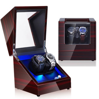 Wx32 Main Ebony StrapsCo StrapsCo Ebony Watch Winder For 2 Watches Watch Storage