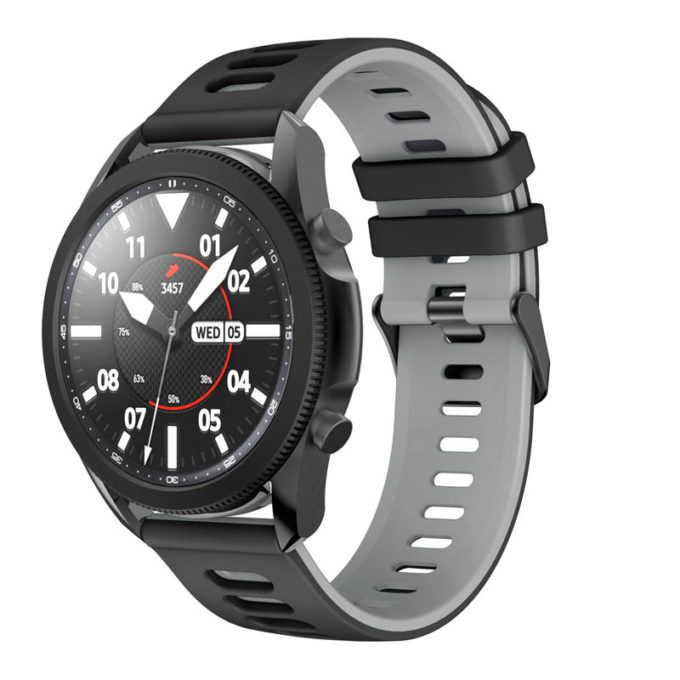 g.r58.1.7.22 Main Black Grey StrapsCo Silicone Band for Garmin Vivoactive 4 Rubber Watch Strap