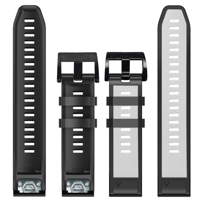 g.r76.1.22 Black White Upright StrapsCo Perorated Rubber Sport Strap for Fenix 6X 6