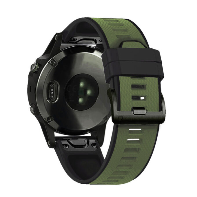 G.r76.11.1 Black & Army Green Main StrapsCo Perorated Rubber Sport Strap For Fenix 6X 6