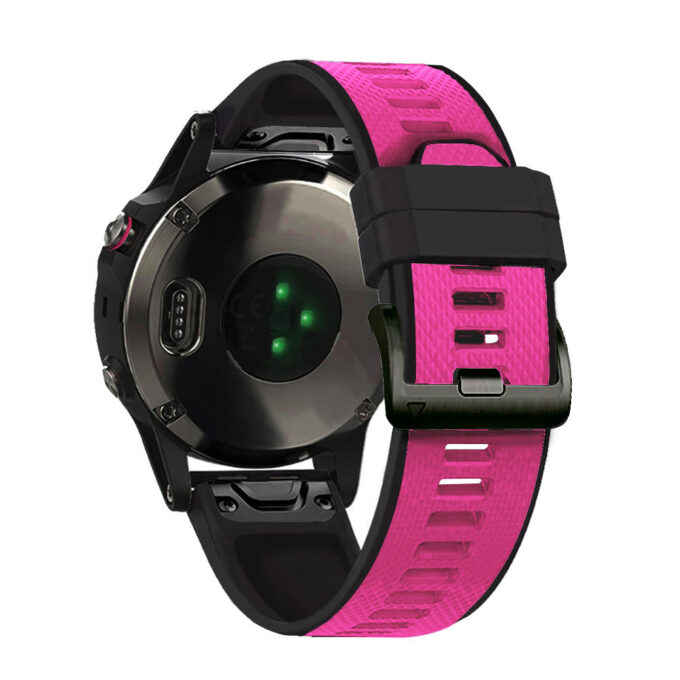G.r76.13.1 Black & Pink Main StrapsCo Perorated Rubber Sport Strap For Fenix 6X 6