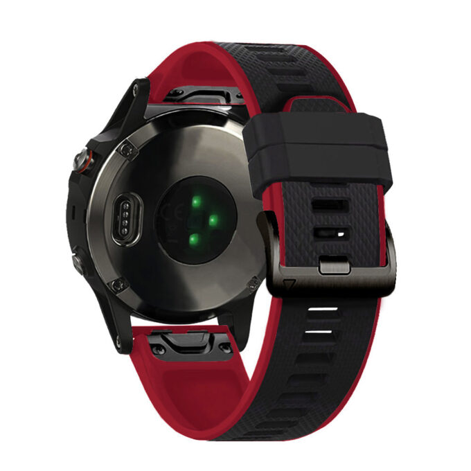 G.r76.6.1 Black & Red Main StrapsCo Perorated Rubber Sport Strap For Fenix 6X 6