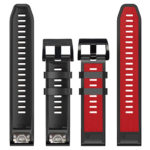 g.r76.6.1 Black Red Upright StrapsCo Perorated Rubber Sport Strap for Fenix 6X 6