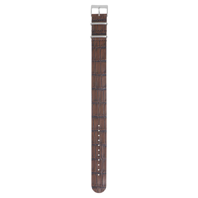 nt8.2 Up Brown StrapsCo DASSARI Vintage Alligator Embossed Single Pass Leather NATO Strap