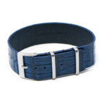 nt8.5 Main Blue StrapsCo DASSARI Vintage Alligator Embossed Single Pass Leather NATO Strap