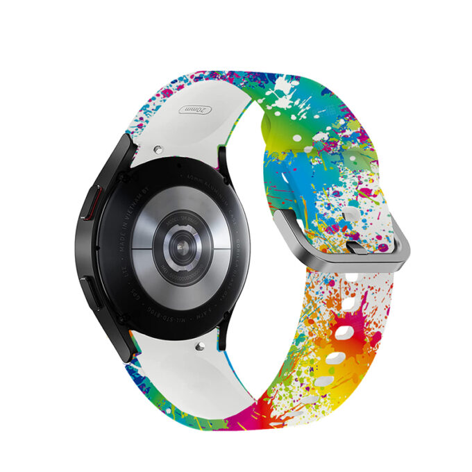 s.r30.c Back Paint Splatter StrapsCo Patterned Silicone Strap for Samsung Galaxy Watch 4 Rubber Watch Band