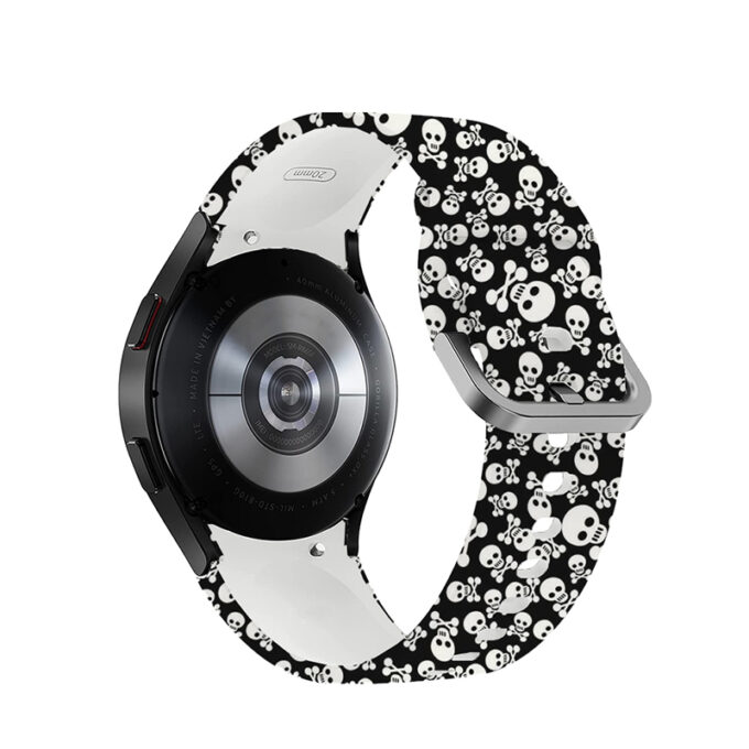 s.r30.d Back Skull and Bones StrapsCo Patterned Silicone Strap for Samsung Galaxy Watch 4 Rubber Watch Band