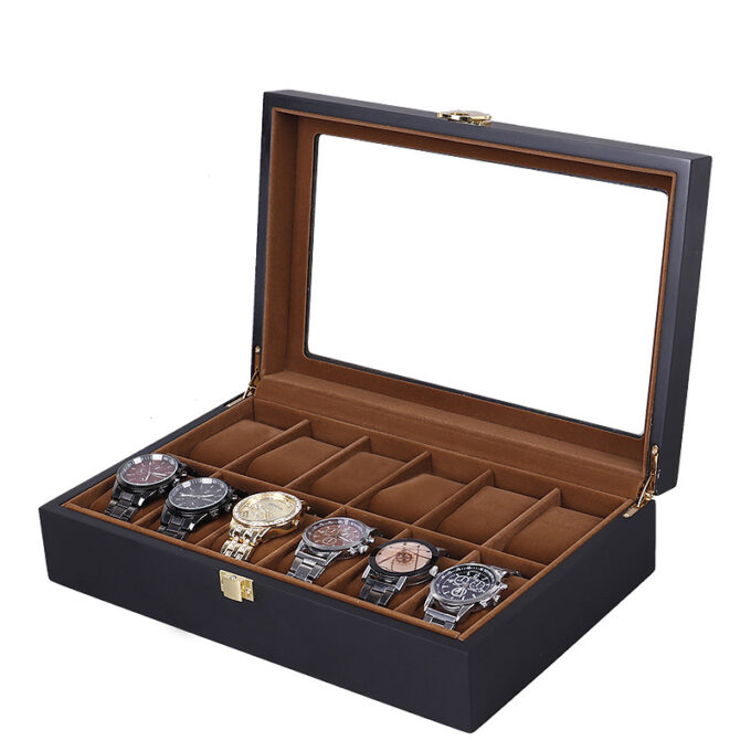 wb49 Open Box Black StrapsCo Heritage Watch Box for 12 Watches Watch Storage