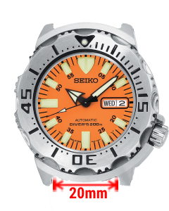 Seiko SKX781, SKX781J, SKX781K Orange Monster Strap Size & Lug Width