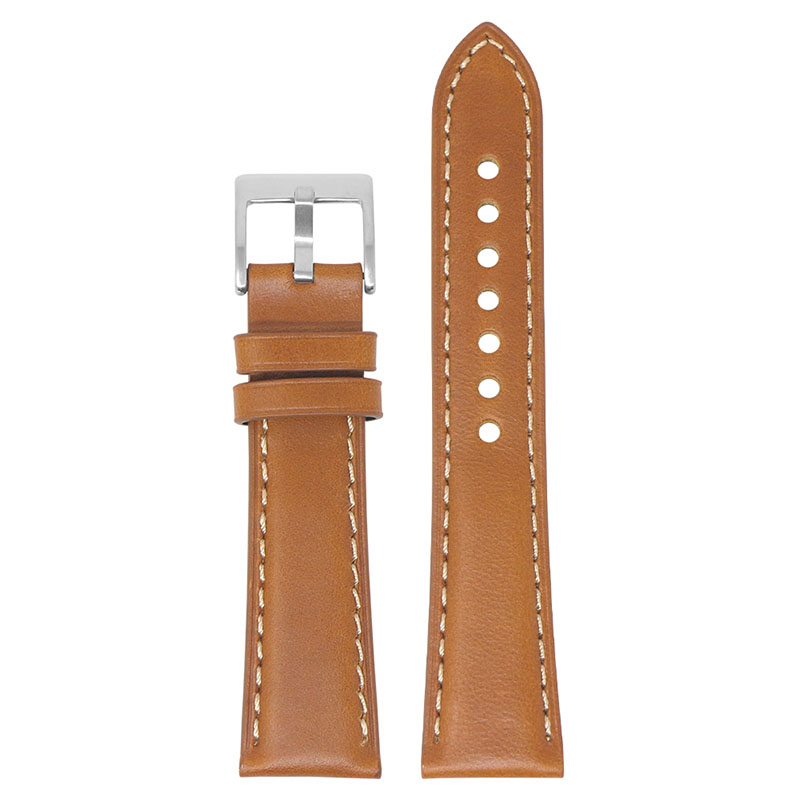 Banda Gemini Lux Embossed Brown Padded Leather Watch Band Strap Size  18x16MM