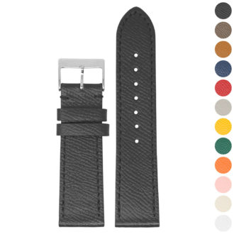 ks7.1 Gallery (Black) StrapsCo DASSARI Flat Pebbled Leather Band Genuine Leather Watch Strap