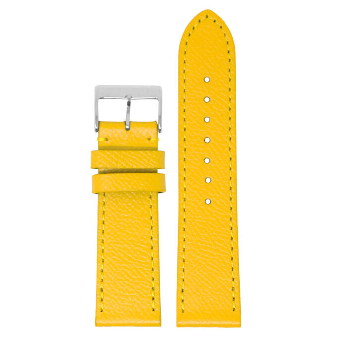 ks7.10 Main Yellow StrapsCo DASSARI Flat Pebbled Leather Band Genuine Leather Watch Strap