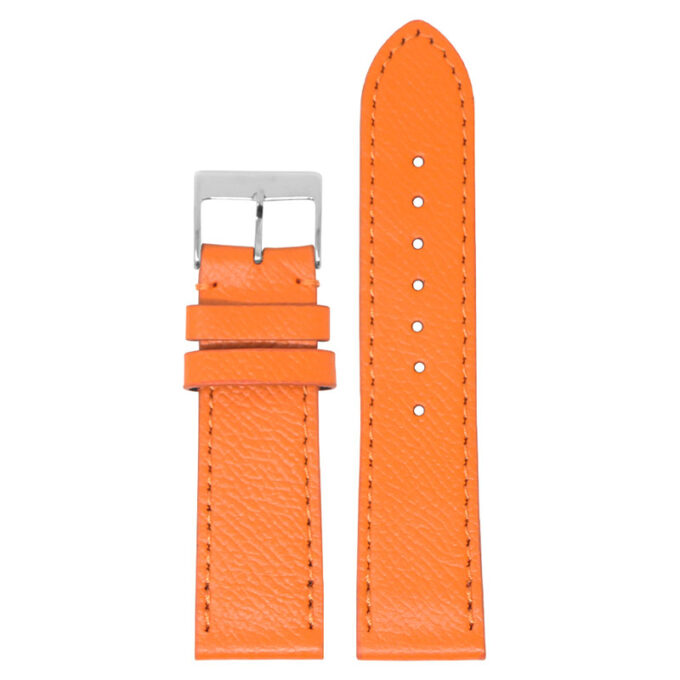 ks7.12 Main Orange StrapsCo DASSARI Flat Pebbled Leather Band Genuine Leather Watch Strap