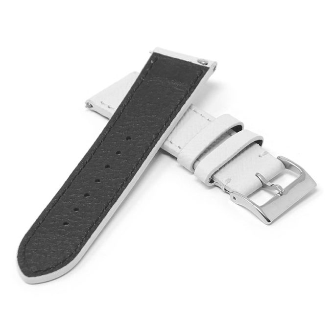 ks7.22 Cross White StrapsCo DASSARI Flat Pebbled Leather Band Genuine Leather Watch Strap