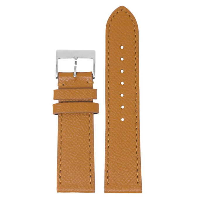 ks7.3 Main Tan StrapsCo DASSARI Flat Pebbled Leather Band Genuine Leather Watch Strap