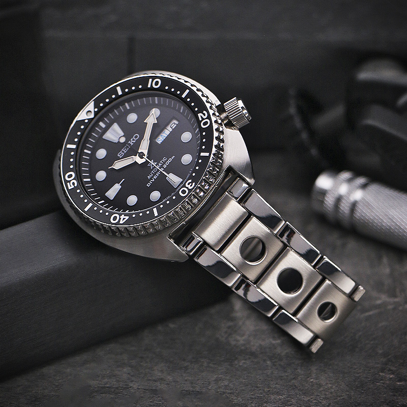 Black rally watch strap - racing leather watch band - Handcraft