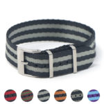 nt11 Gallery Black & Gray StrapsCo Bond Single Pass Seat Belt Nylon NATO Wrap Around Watch Band Strap