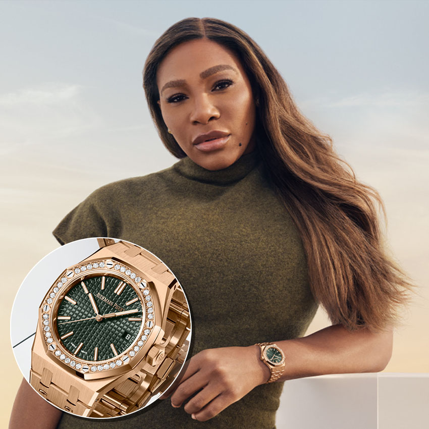 watches of the 2022 us open tennis players serena williams audemars piguet royal oak selfwinding 37mm pink gold case khaki green dial