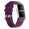 fb.r35.18a Front Dark Purple Perforated Silicone Rubber Replacement Watch Band Strap for Fitbit Charge 3