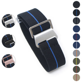 nt6.1.5 Gallery Black & Blue StrapsCo Elastic Nylon NATO Watch Band Strap Buckle 20mm 22mm