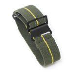 nt6.11.10 Main Army Green & Yellow Matte Black StrapsCo Elastic Nylon NATO Watch Band Strap 20mm 22mm