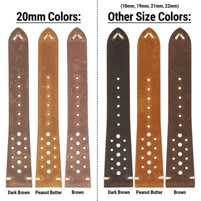 ra10 All Colors compared DASSARI Distressed Perforated Leather Watch Band Strap 20mm