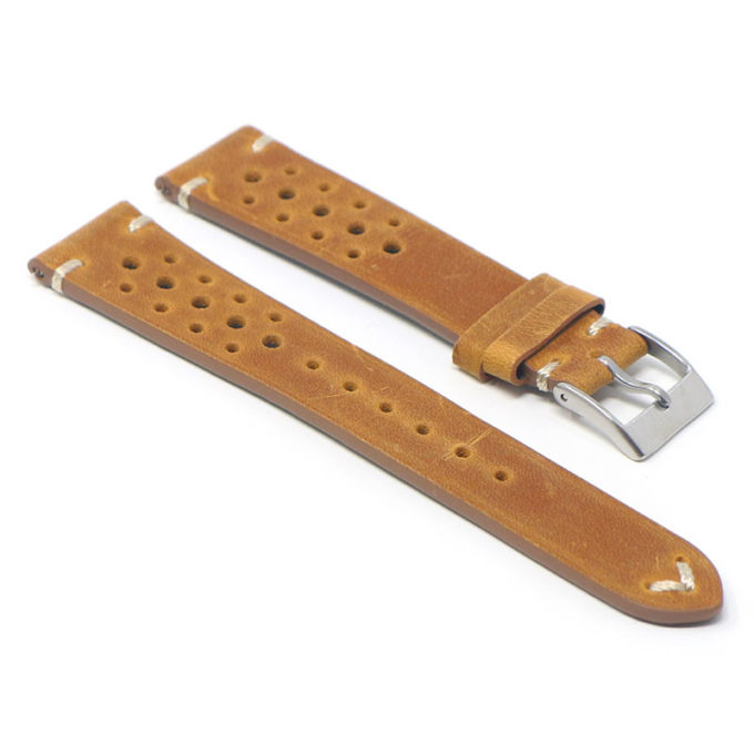 ra10.3 Angle Peanut Butter DASSARI Distressed Perforated Leather Watch Band Strap 20mm