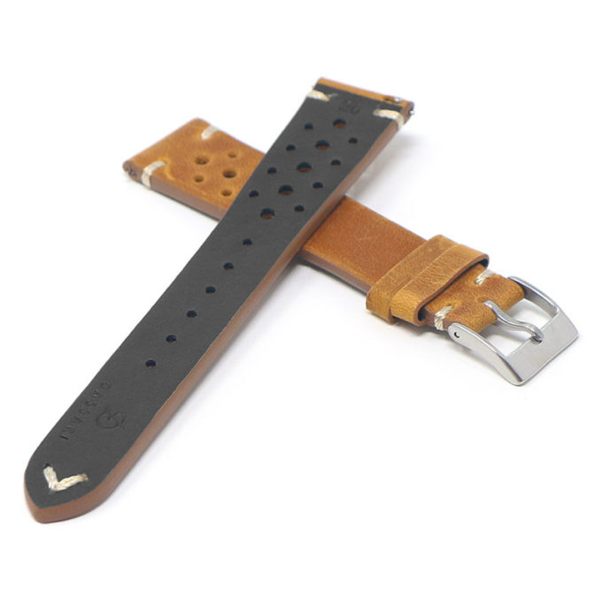 ra10.3 Cross Peanut Butter DASSARI Distressed Perforated Leather Watch Band Strap 20mm