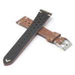 ra10.9 Cross Brown DASSARI Distressed Perforated Leather Watch Band Strap 20mm