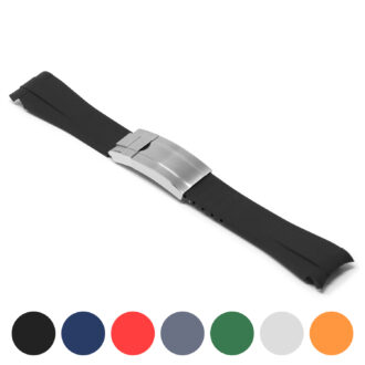 r.rx1 Gallery StrapsCo 21mm Silicone Rubber Replacement Watch Band Strap For Rolex With Curved Ends