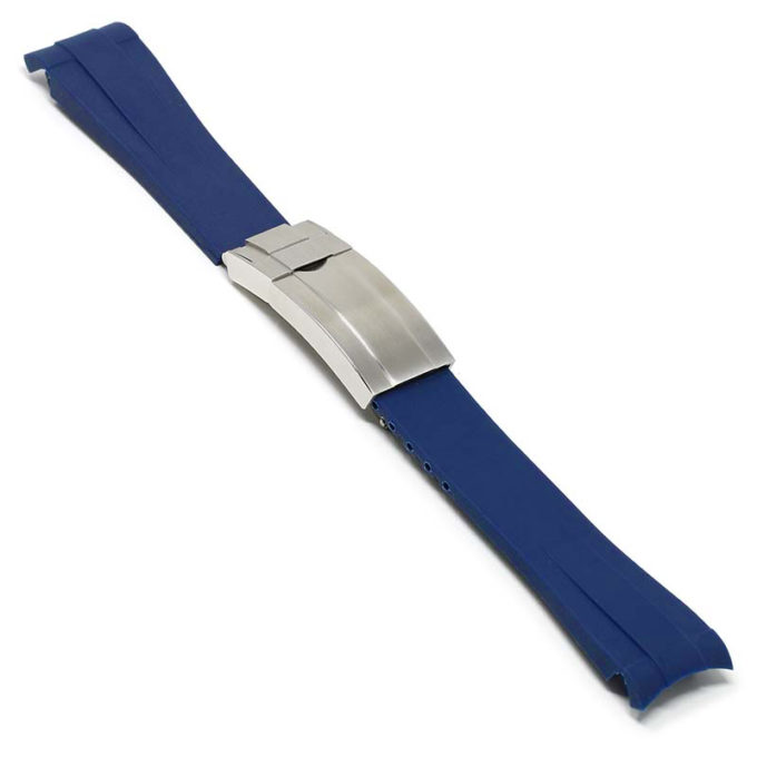 r.rx9.5.ss Main Blue (Brushed Silver Clasp) DASSARI FKM Rubber Strap for Submariner Rolex