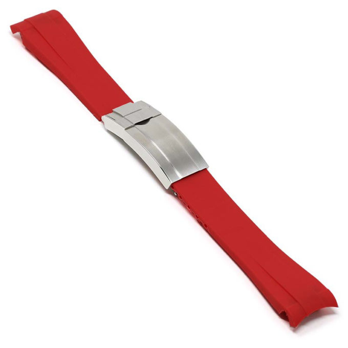 r.rx9.6.bs Main Red (Brushed Silver Clasp) DASSARI FKM Rubber Strap for Submariner Rolex