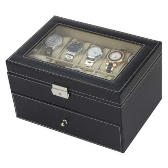 wb63 Closed StrapsCo Double Layer Combination Watch, Sunglasses and Jewelry Box for 10 Watches