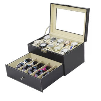 wb63 Main StrapsCo Double Layer Combination Watch, Sunglasses and Jewelry Box for 10 Watches