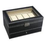 wb64 Closed StrapsCo Double Layer Combination Watch, Sunglasses and Jewelry Box for 10 Watches