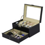 wb64 Main StrapsCo Double Layer Combination Watch, Sunglasses and Jewelry Box for 10 Watches