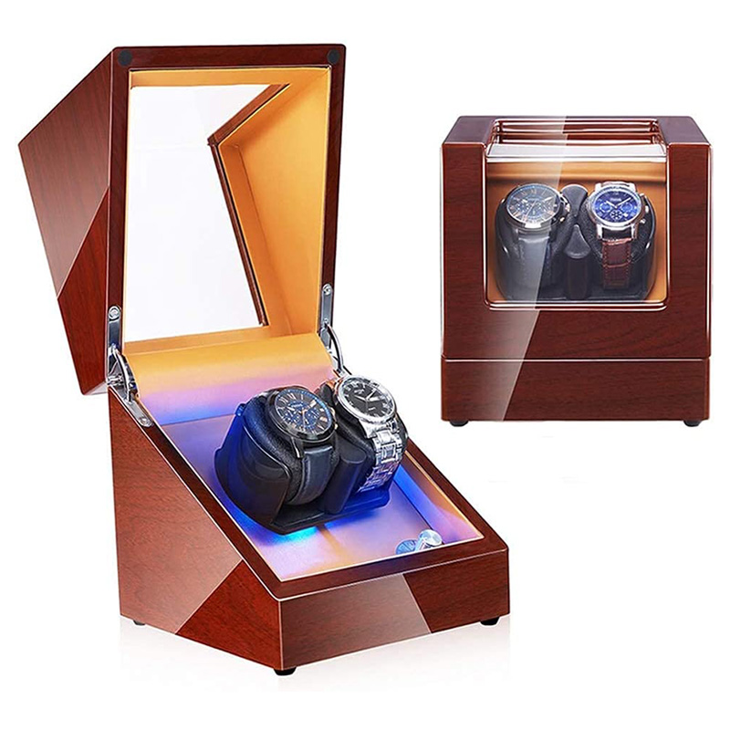 Carbon Fiber Watch Winder with Red Interior and LED Lights for 2 ...