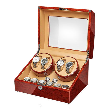 Rosewood Watch Winder with Storage for 4 Watches | StrapsCo