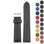 st18.1.1 Gallery Black (Polished Silver Buckle) Padded Smooth Leather Watch Band Strap