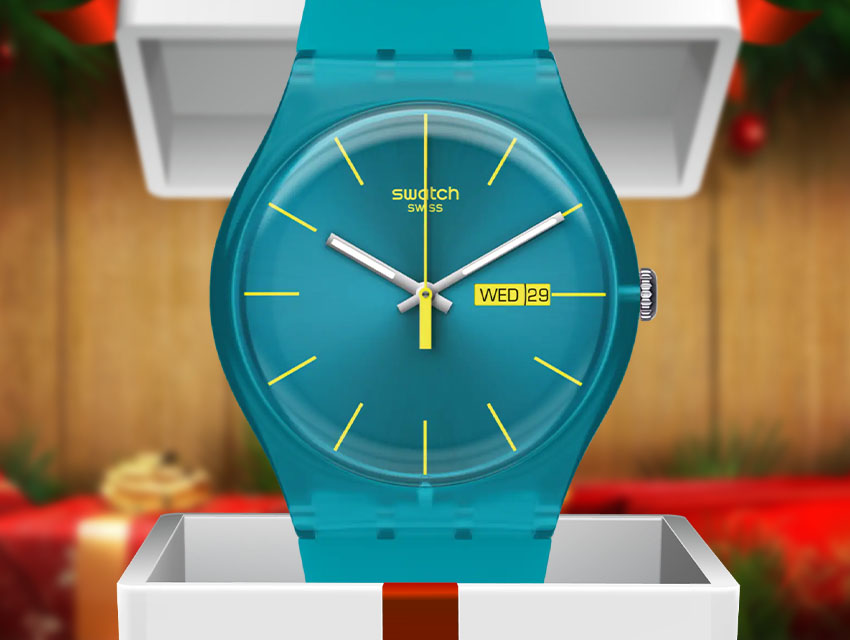 top affordable watches to gift for the holidays swatch turquoise rebel